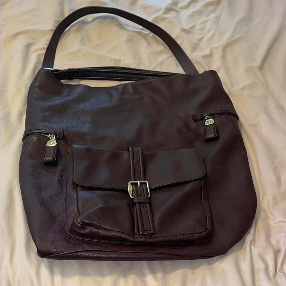 Jill Sander authentic Plum Leather travel/overnight/weekend away Bag